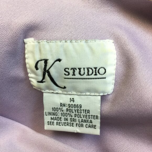 K Studio Midi A-line Dress Sz 14 Woman Purple Floral Cottage Romantic Sleeveless - Picture 9 of 14